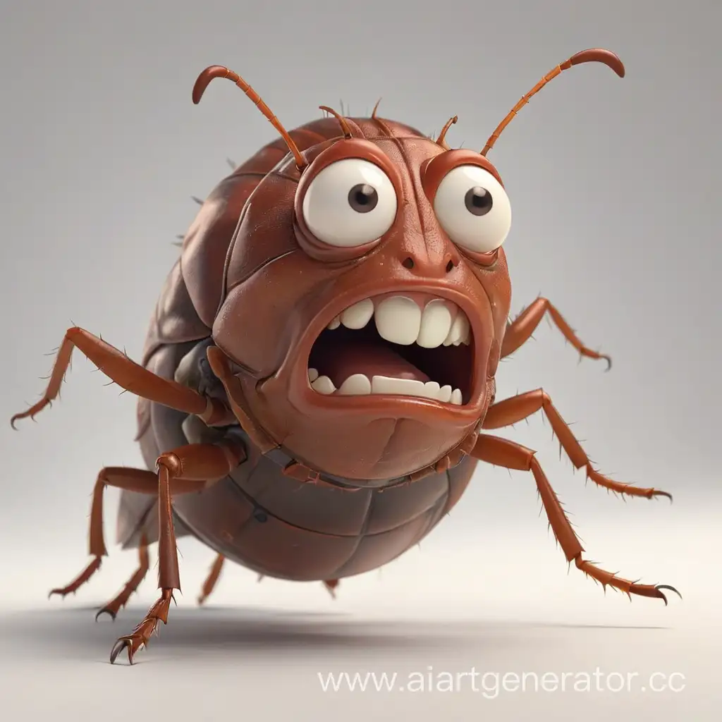 Frightened-Cartoon-Bedbug-Escaping-on-White-Background