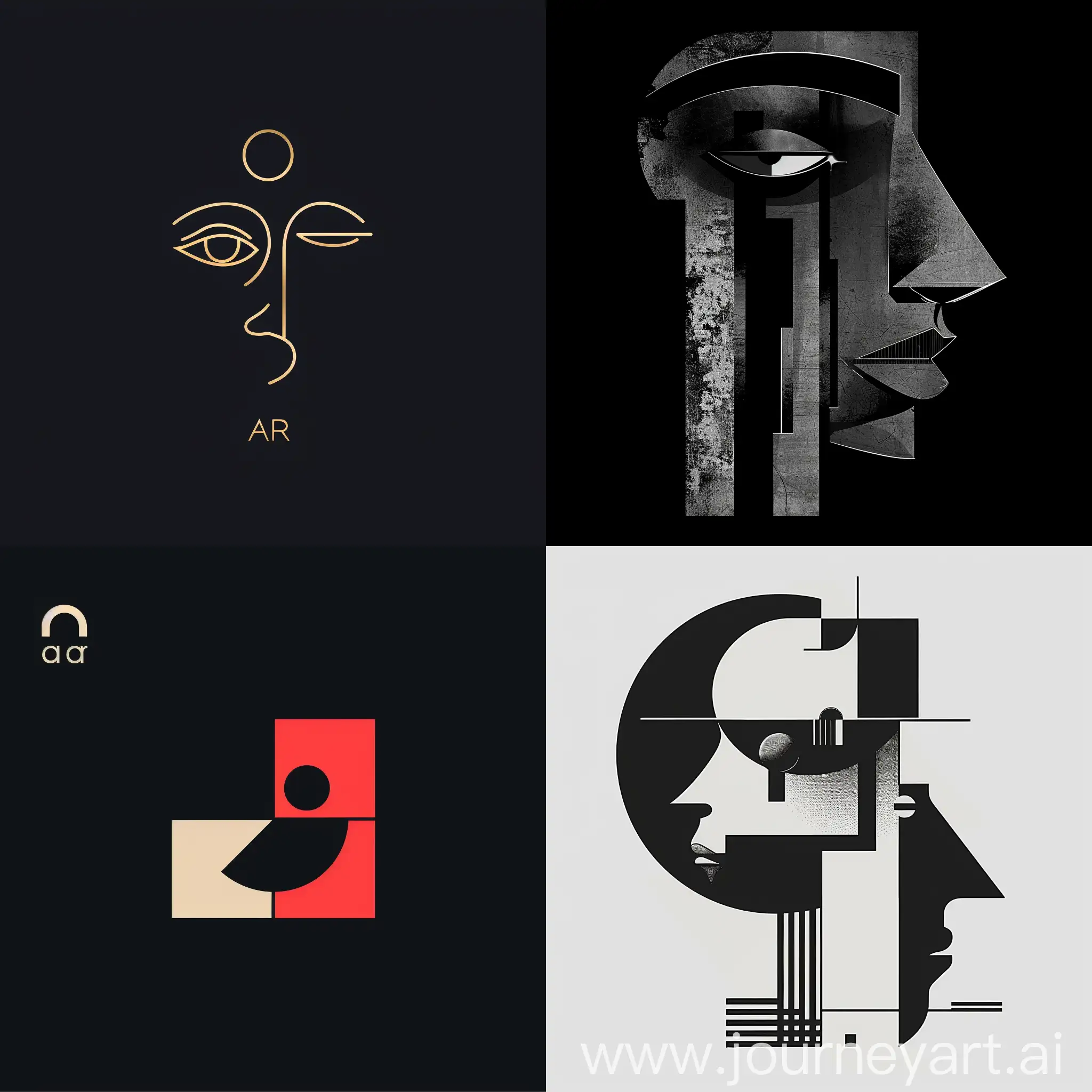 post modernism logo design, The echo of philosophical thought, surrealism, dadaism, artistc, visual illusion, minimalism--ar 4:5
