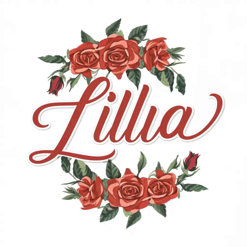 a logo design,with the text "LILIA", main symbol:rose, bouquet of roses, red rose,Умеренный,be used in Другие industry,clear background