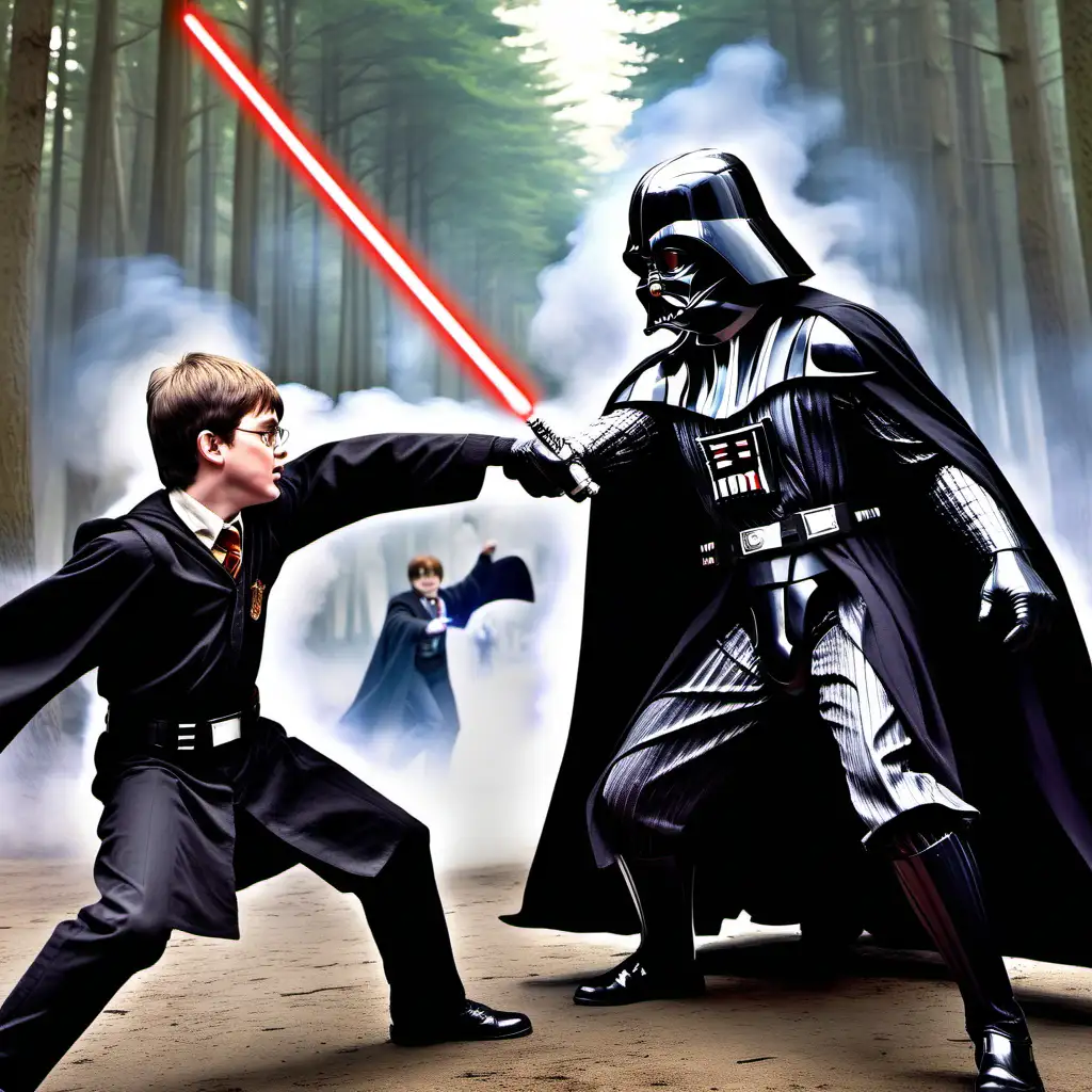 Epic Battle Darth Vader Confronts Harry Potter in a Clash of Magic and the Force