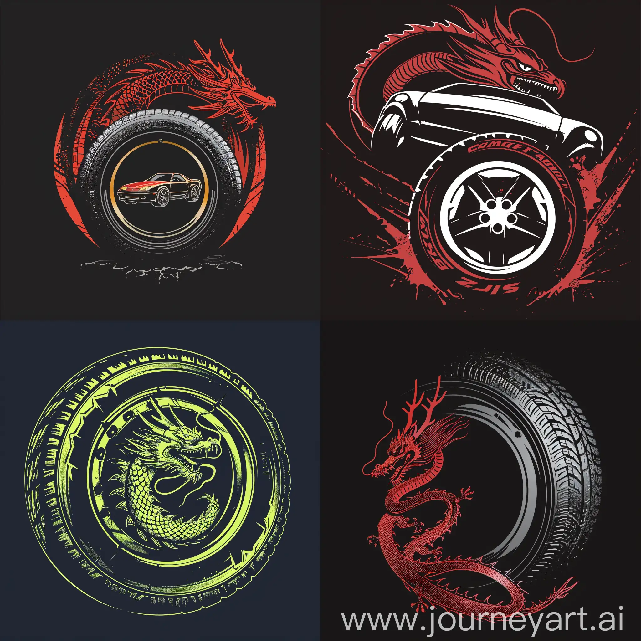 tire car and dragon logo