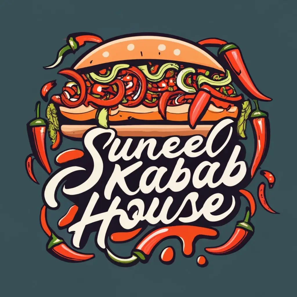 LOGO-Design-for-Suneel-Kabab-House-Spicy-Donner-Kebab-Elegance-on-Dark-Background