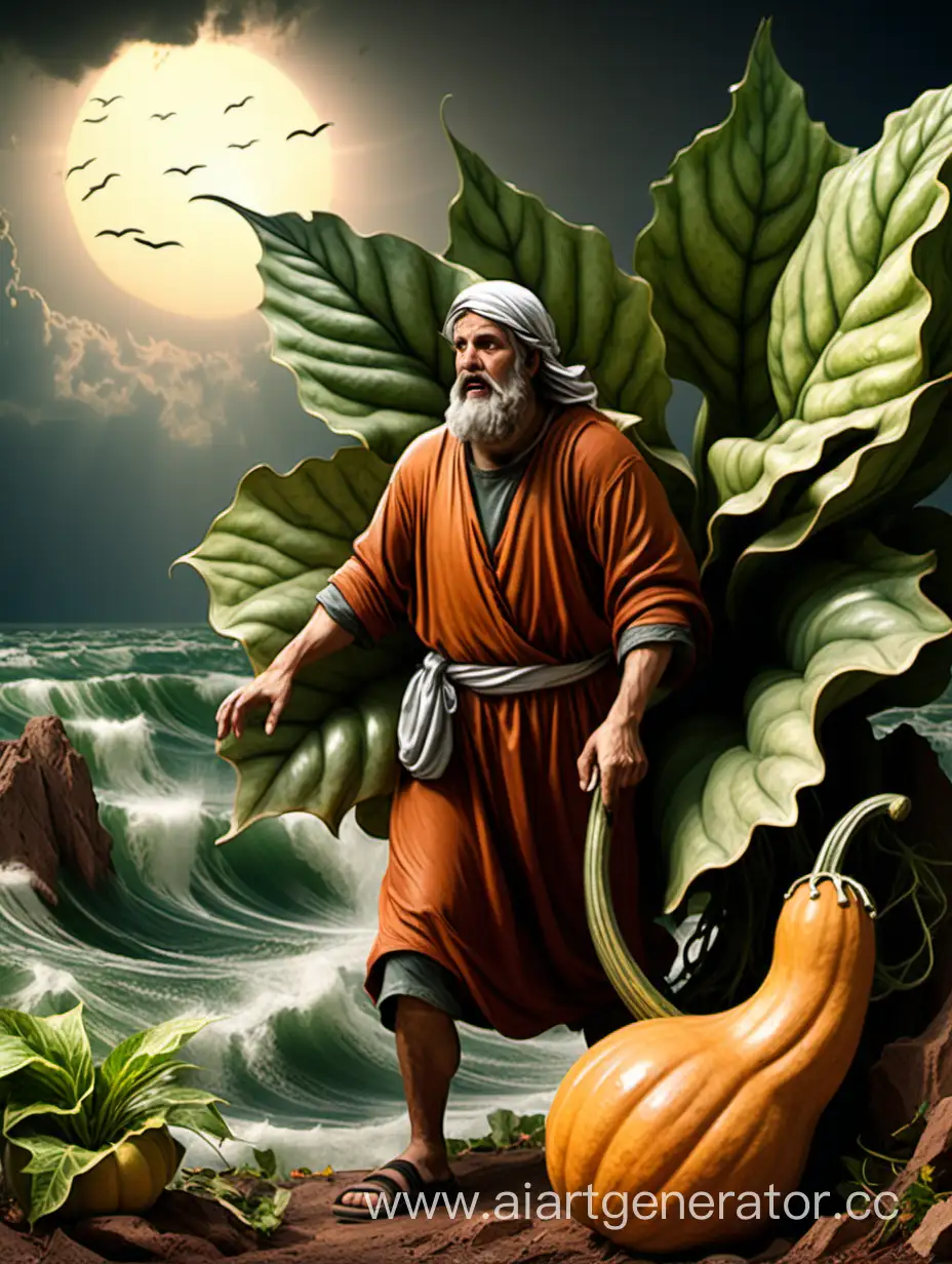 Jonah-and-the-Gourd-Biblical-Artwork-Depicting-a-Pivotal-Moment