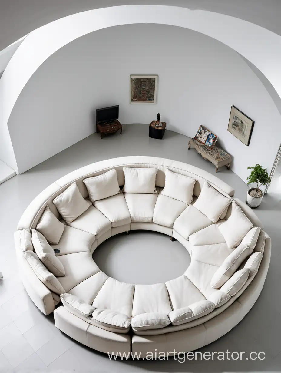 Spacious-White-Room-with-Circular-Sofa-Top-View