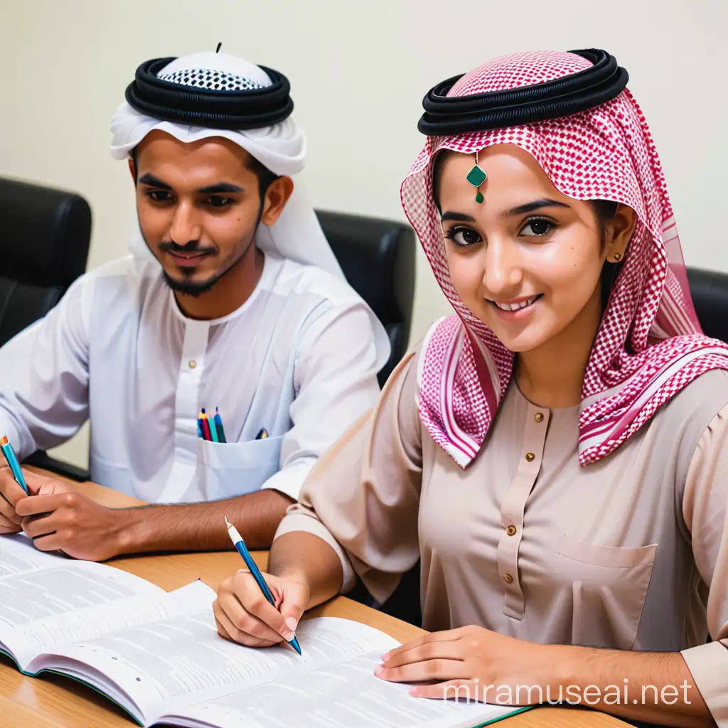 
Omani students studying English at the university of Technology and Applied sciencs