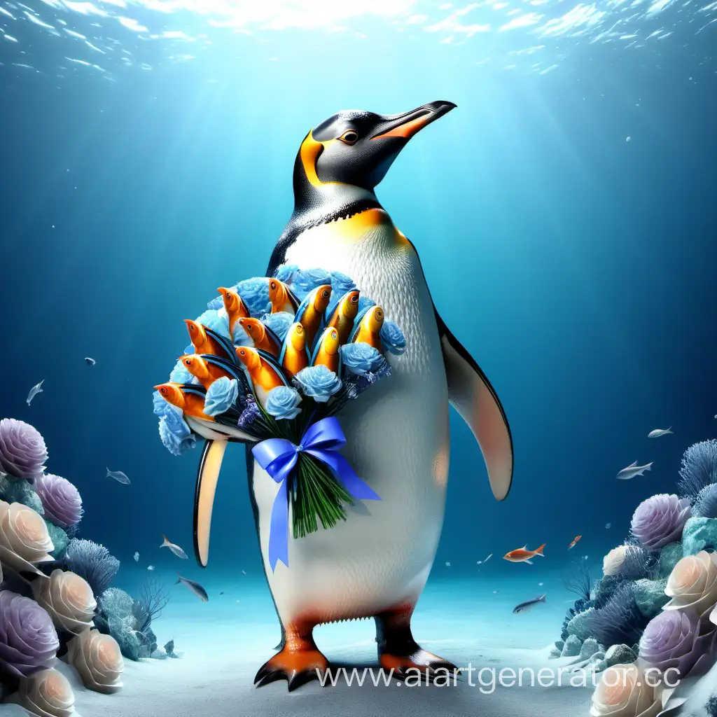 Penguin-Holding-a-Colorful-Bouquet-of-Fish