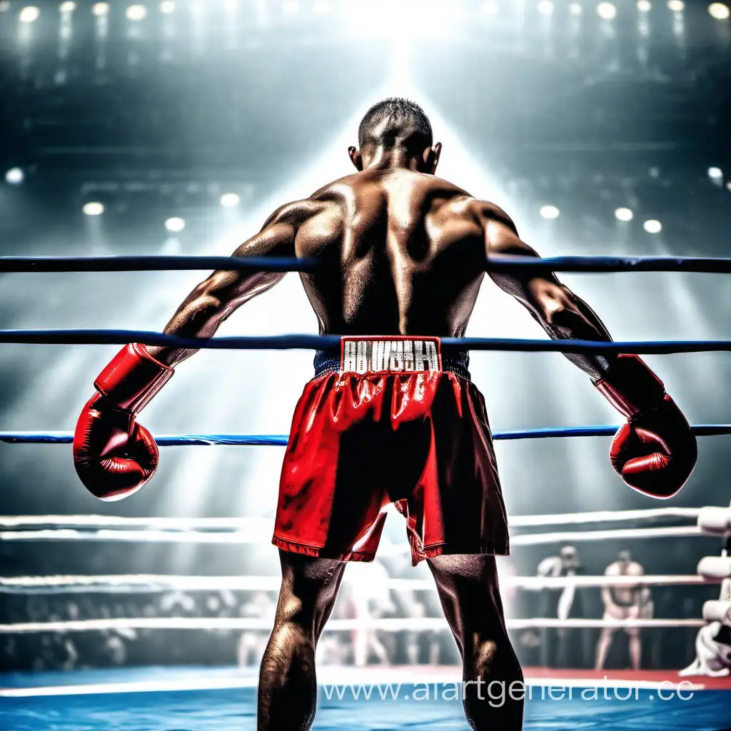 Powerful-Boxer-in-Red-Shorts-Squatting-in-the-Ring