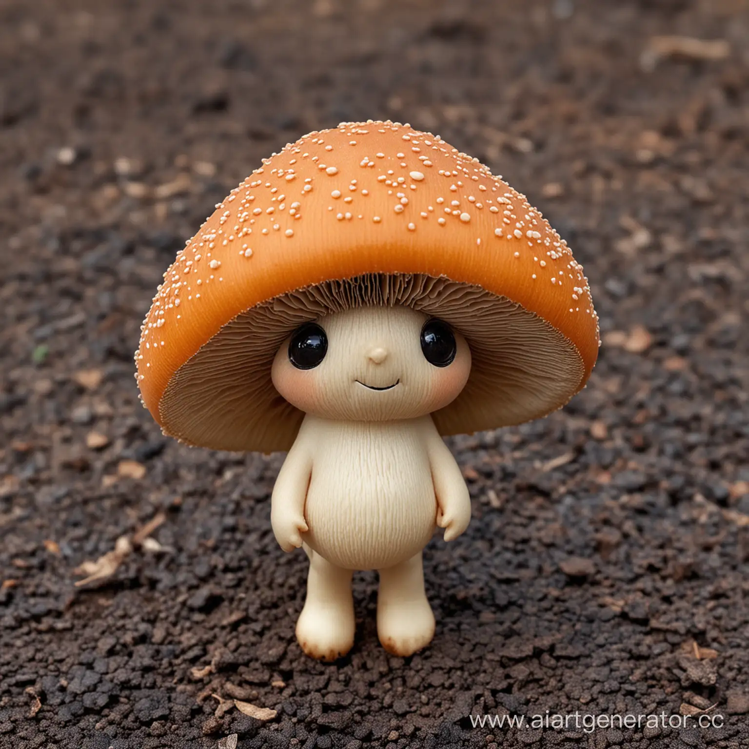 милый, маленький, симметричный человечек гриб

