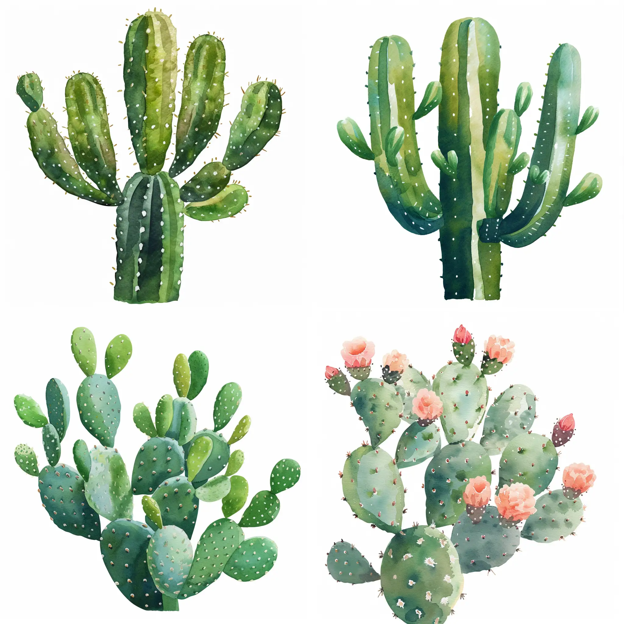 cactus plant in the style of watercolor paiting