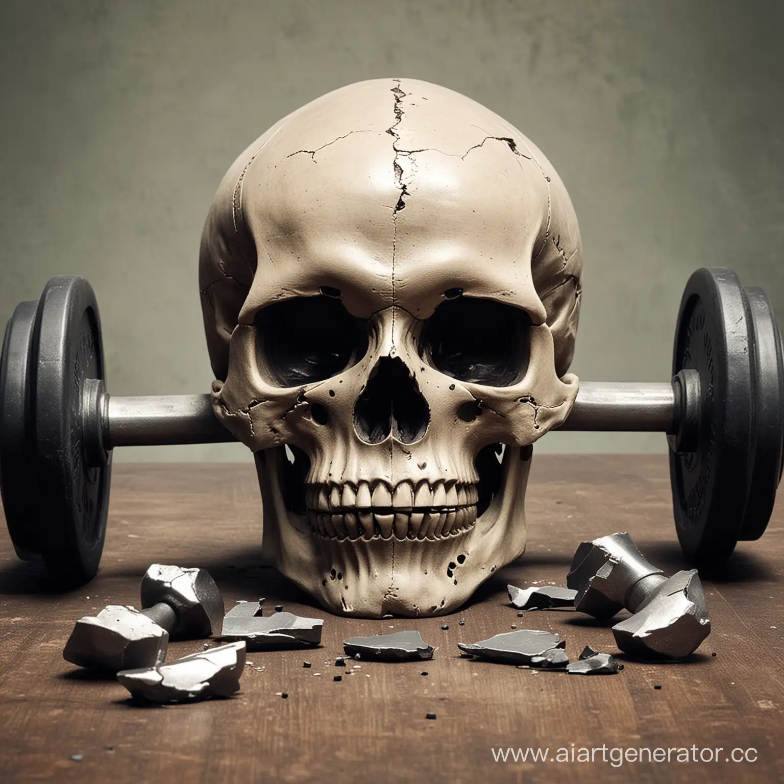 Dumbbell-Shattering-Skull-Illustration