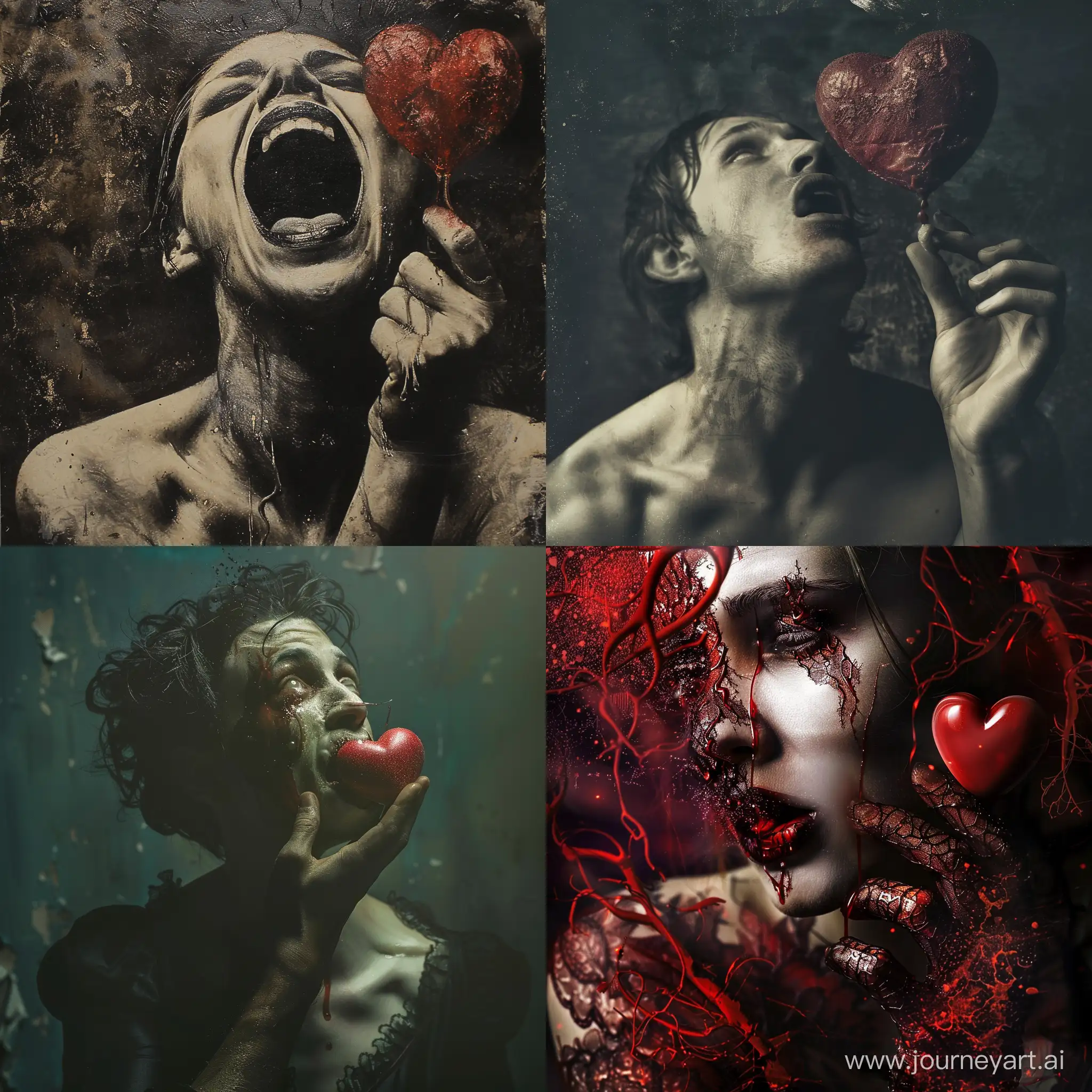 Surreal-Portrait-Man-Holding-Heart-Consuming-it-with-Distortion