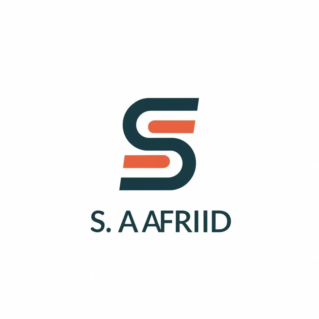 logo, S A Afridi, with the text "S A Afridi", typography