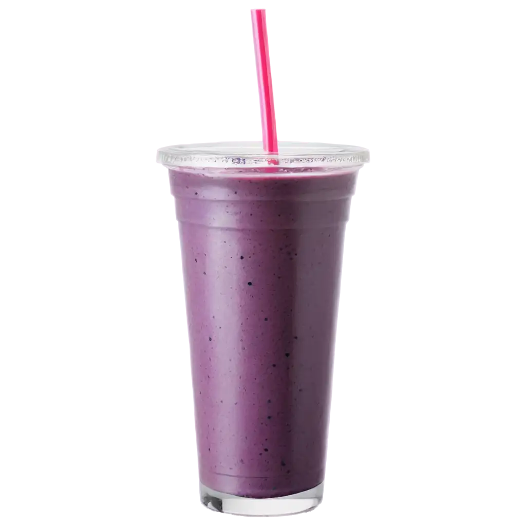 blueberry smoothie in clear disposable Cup