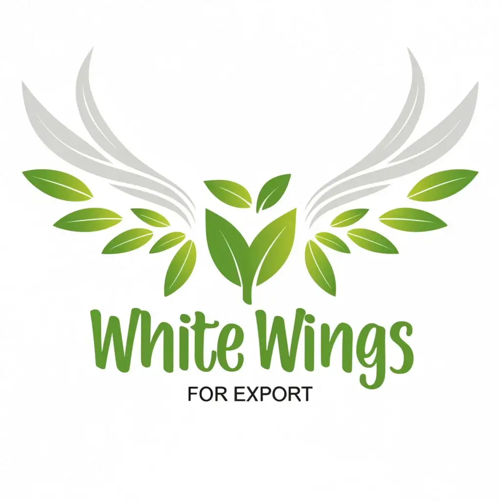 logo, Herbs, white wings, "for export", with the text "White Wings", typography