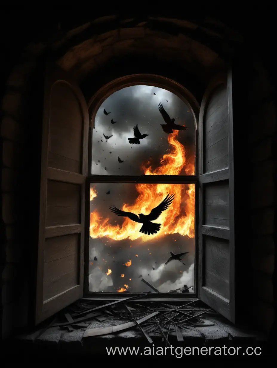 Burning-House-Serene-Bird-and-Twisted-Mirrors-Surreal-Kingdom