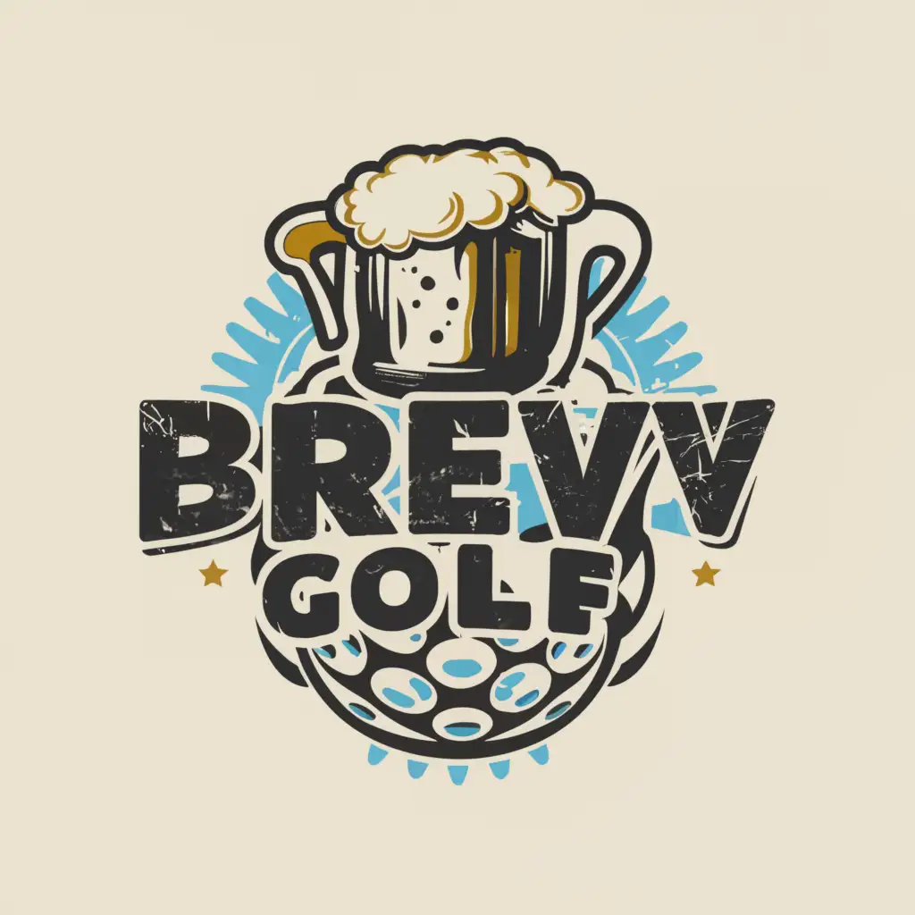 LOGO-Design-For-Brew-Golf-Classic-Golf-Ball-and-Beer-Mug-Emblem-on-Clear-Background