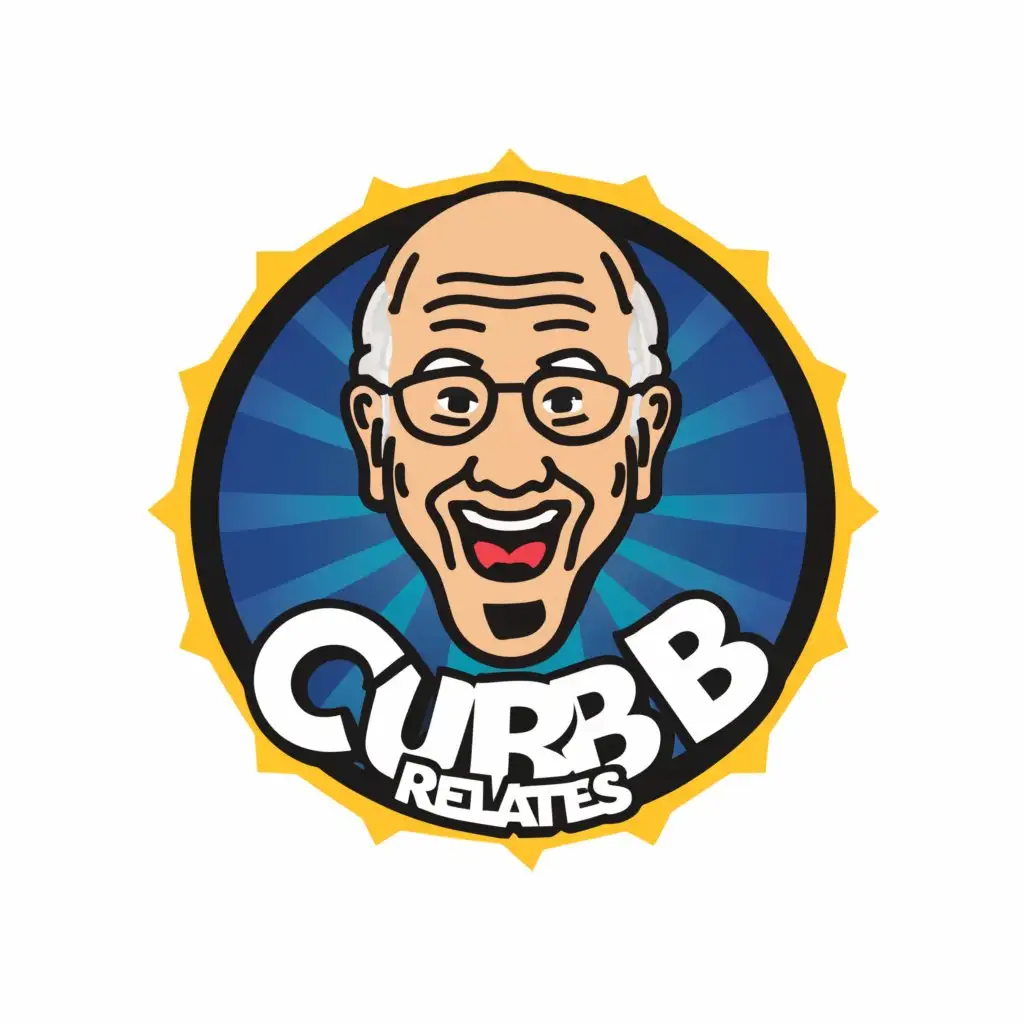 a logo design,with the text "curb relates", main symbol:head of larry david laughing from curb your enthusiasm,Moderate,be used in Entertainment industry,clear background