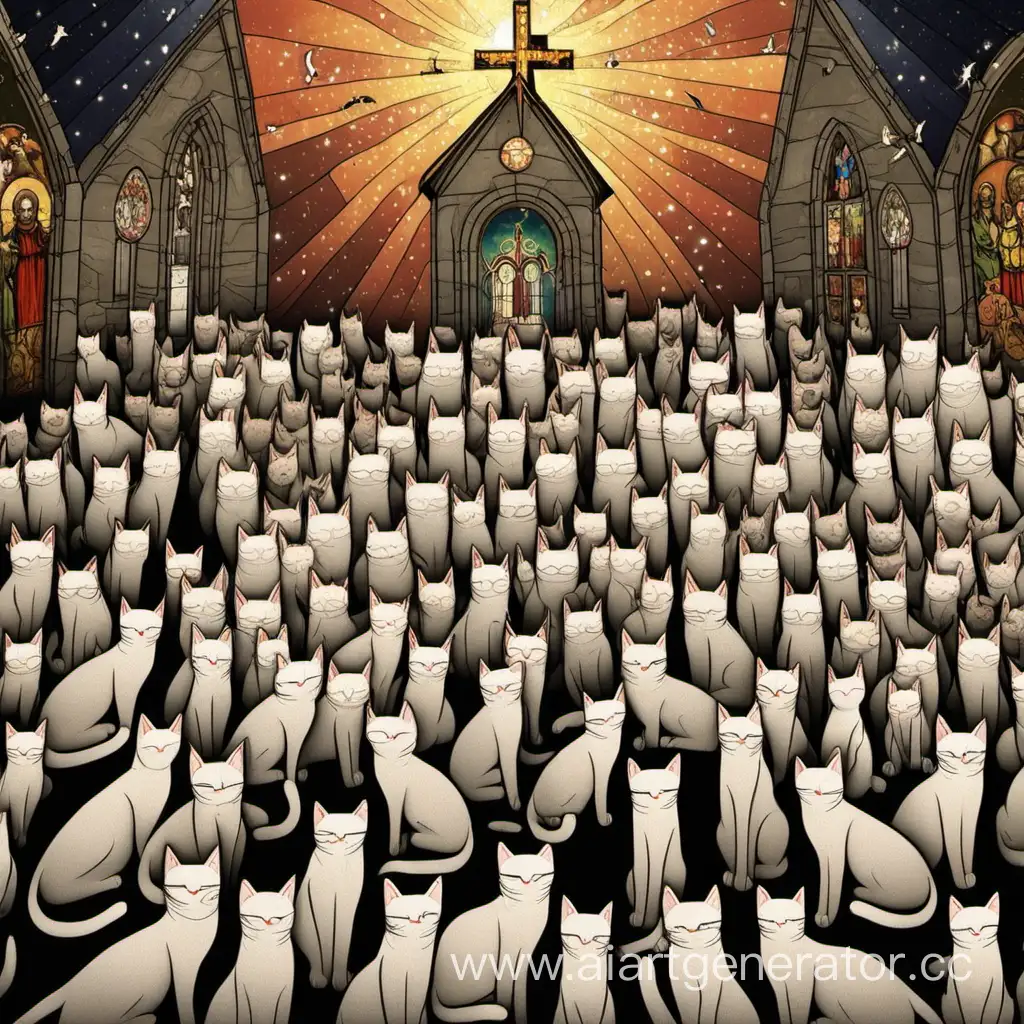 Cats-Congregating-at-the-Serene-Church-of-Felines