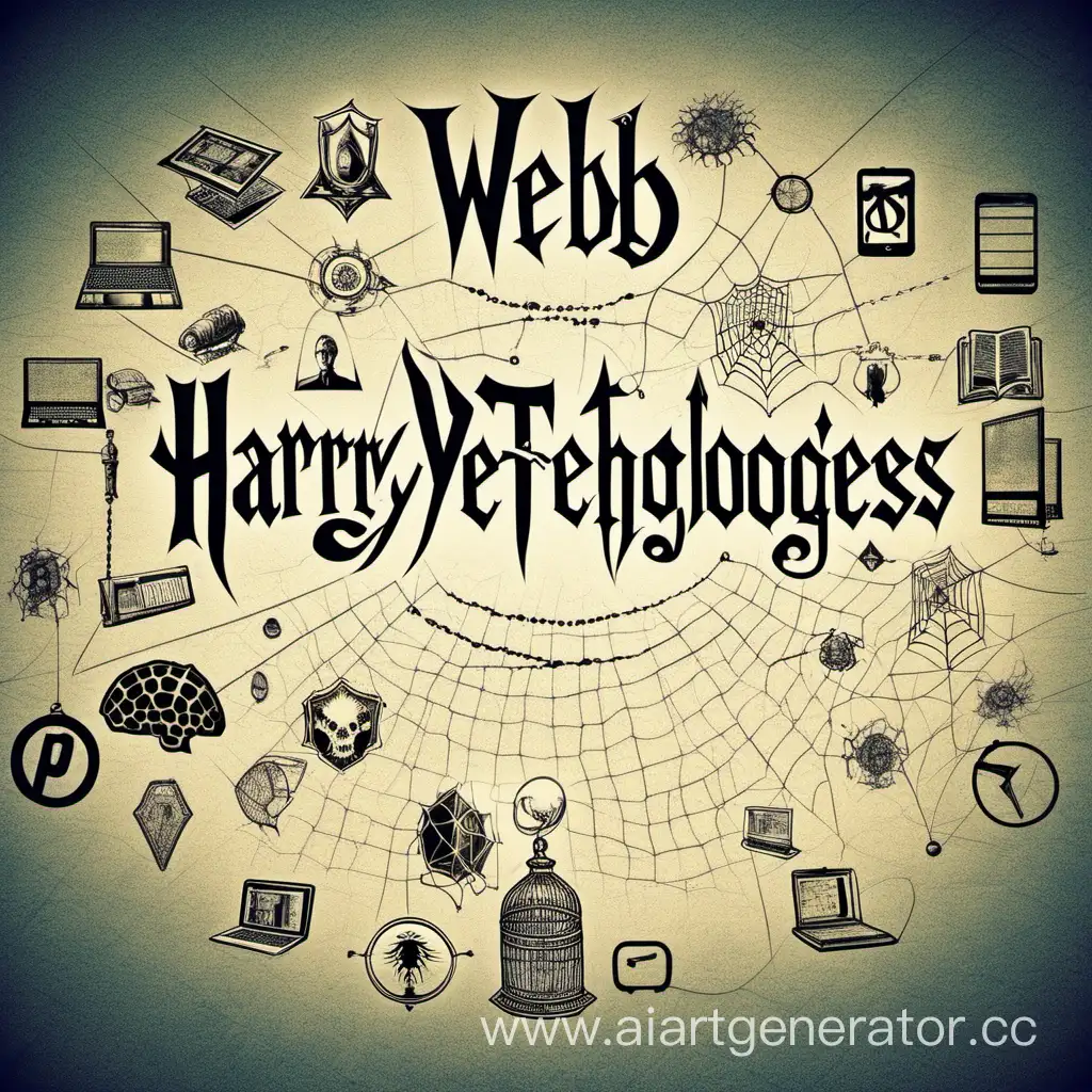Screensaver like in Harry Potter, but instead of Harry Potter it says web technologies