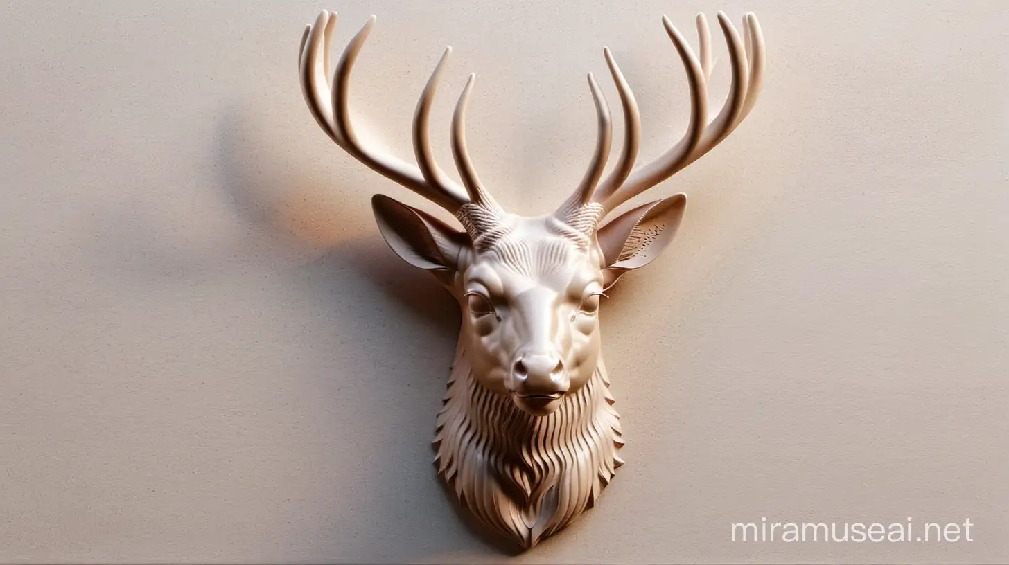 Wildlife Inspired Bas Relief Sculpture Majestic Deer Head in Nature