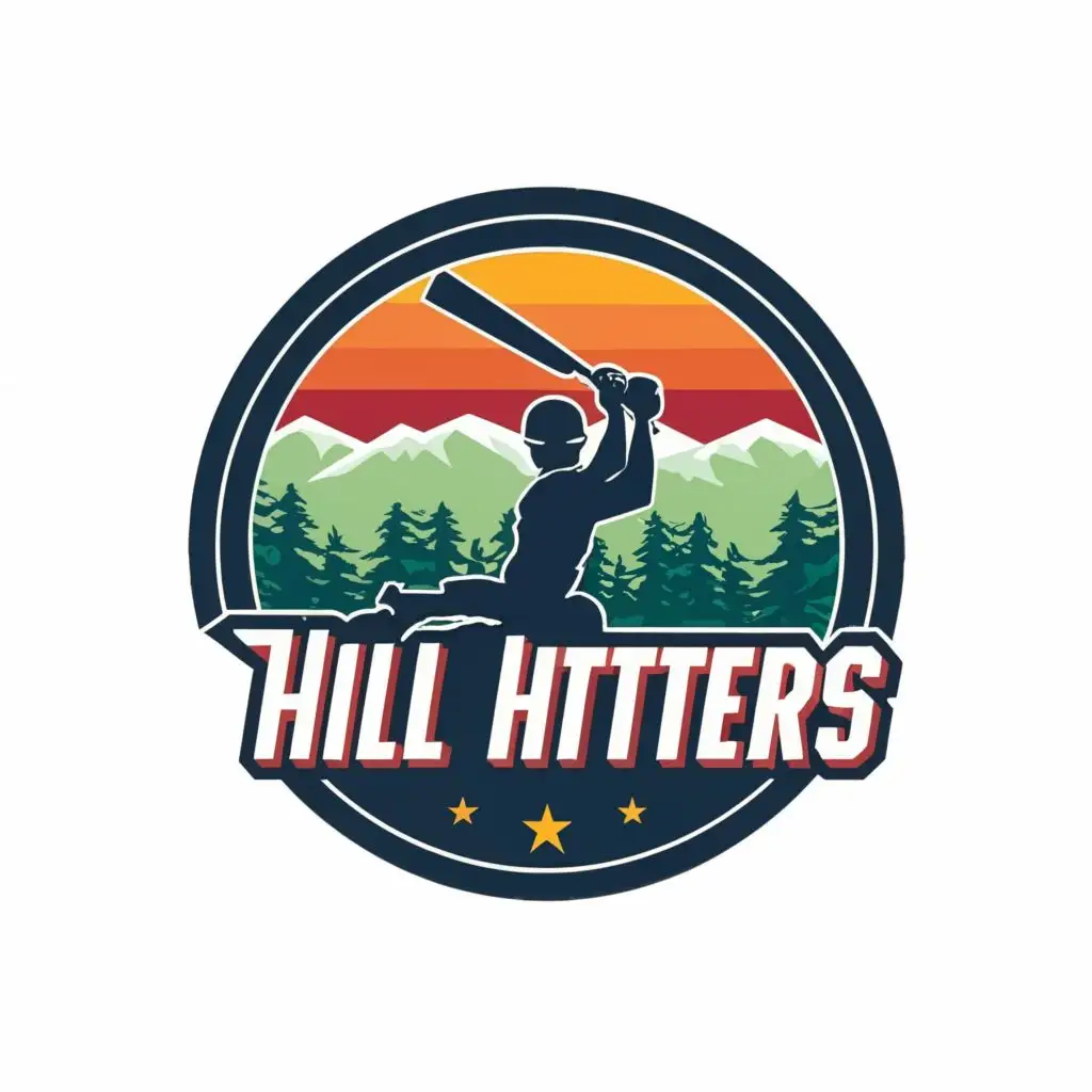 logo, Hill, Batsman., with the text "Hill Hitters", typography, be used in Sports Fitness industry