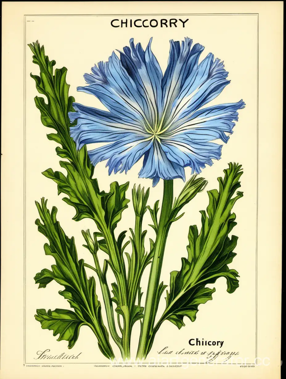 Vibrant-Chicory-Bouquet-Exquisite-Botanical-Art-in-Bold-Colors