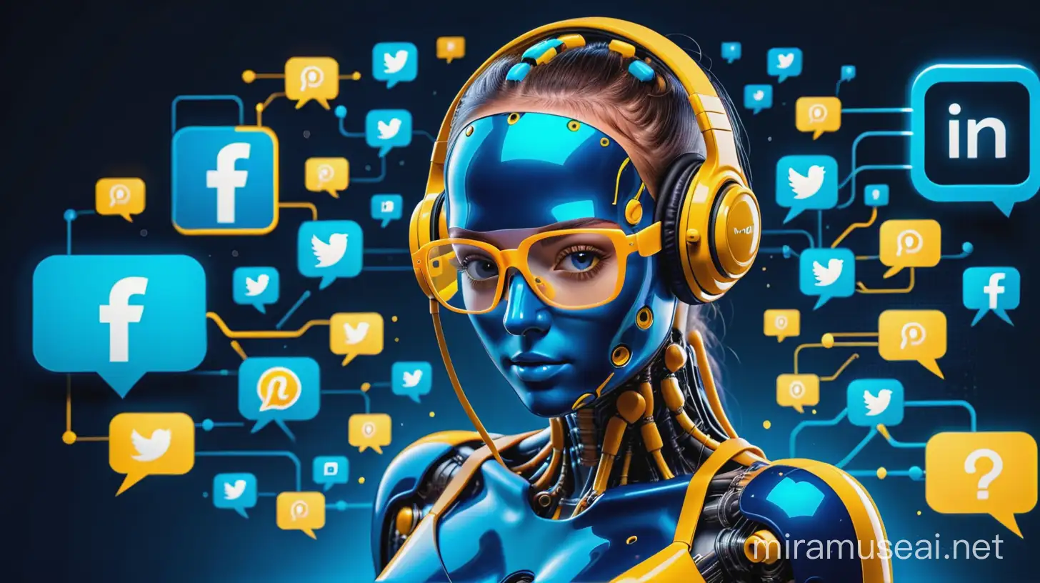 Dynamic Blue and Yellow Social Media Marketing with AI Engaging Online Promotion