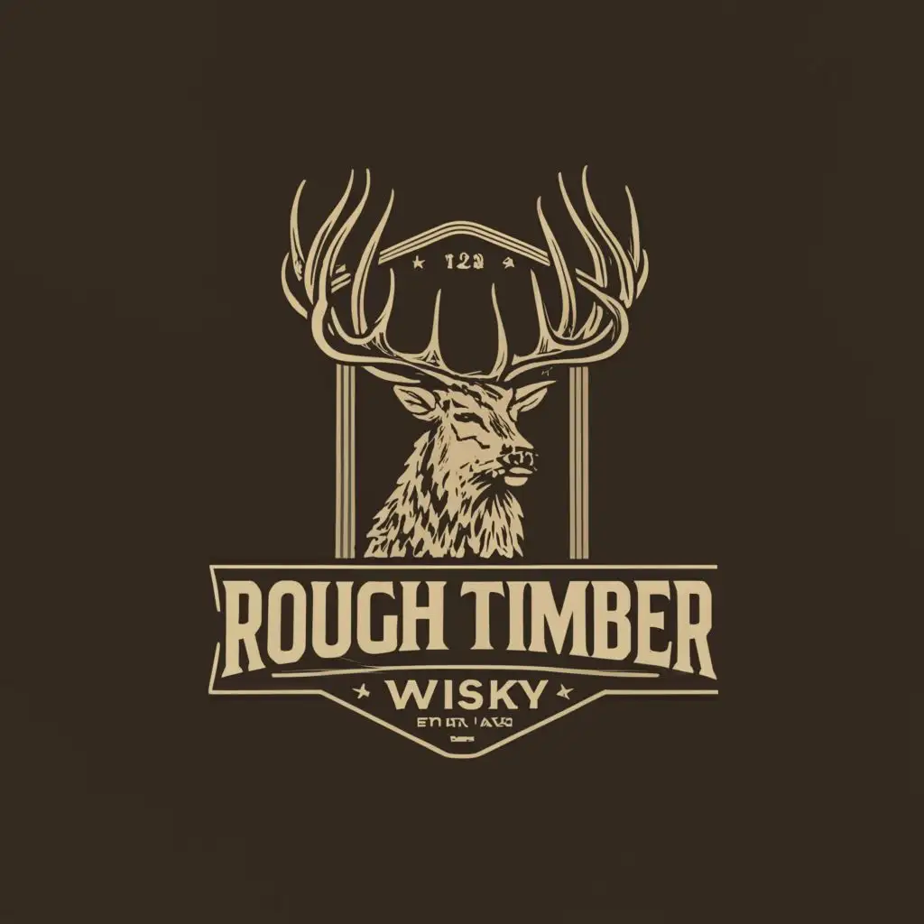 a logo design,with the text "rough timber wisky", main symbol:red stag,Moderate,clear background