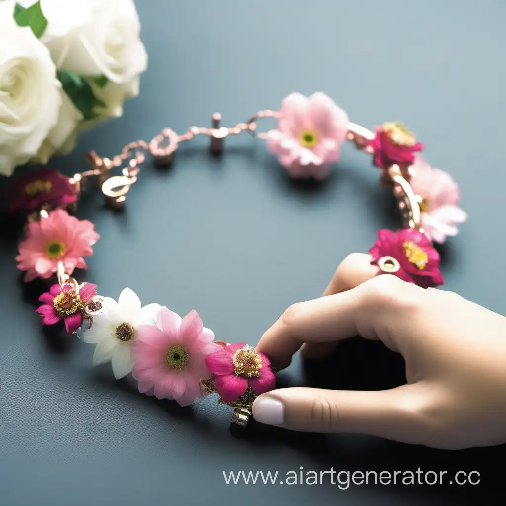 Elegant-Floral-Bracelet-Adorning-a-Girls-Wrist