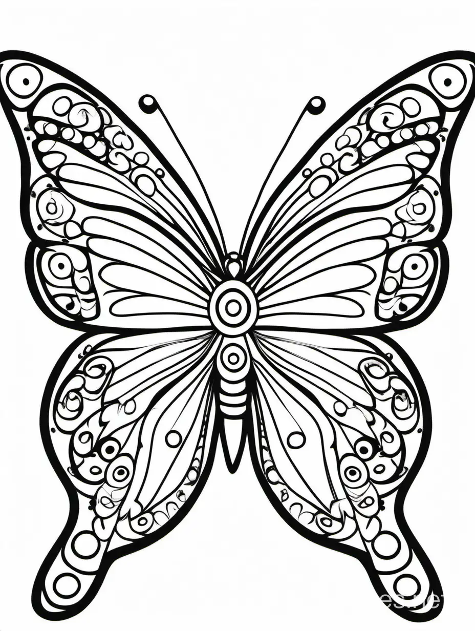 Symmetrical-Butterfly-Coloring-Page-for-Kids-Black-and-White-Line-Art-on-White-Background