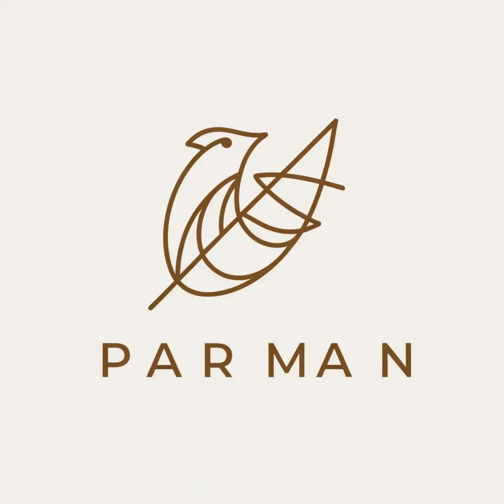 a logo design,with the text "Parman", main symbol:hen  feather,complex,clear background