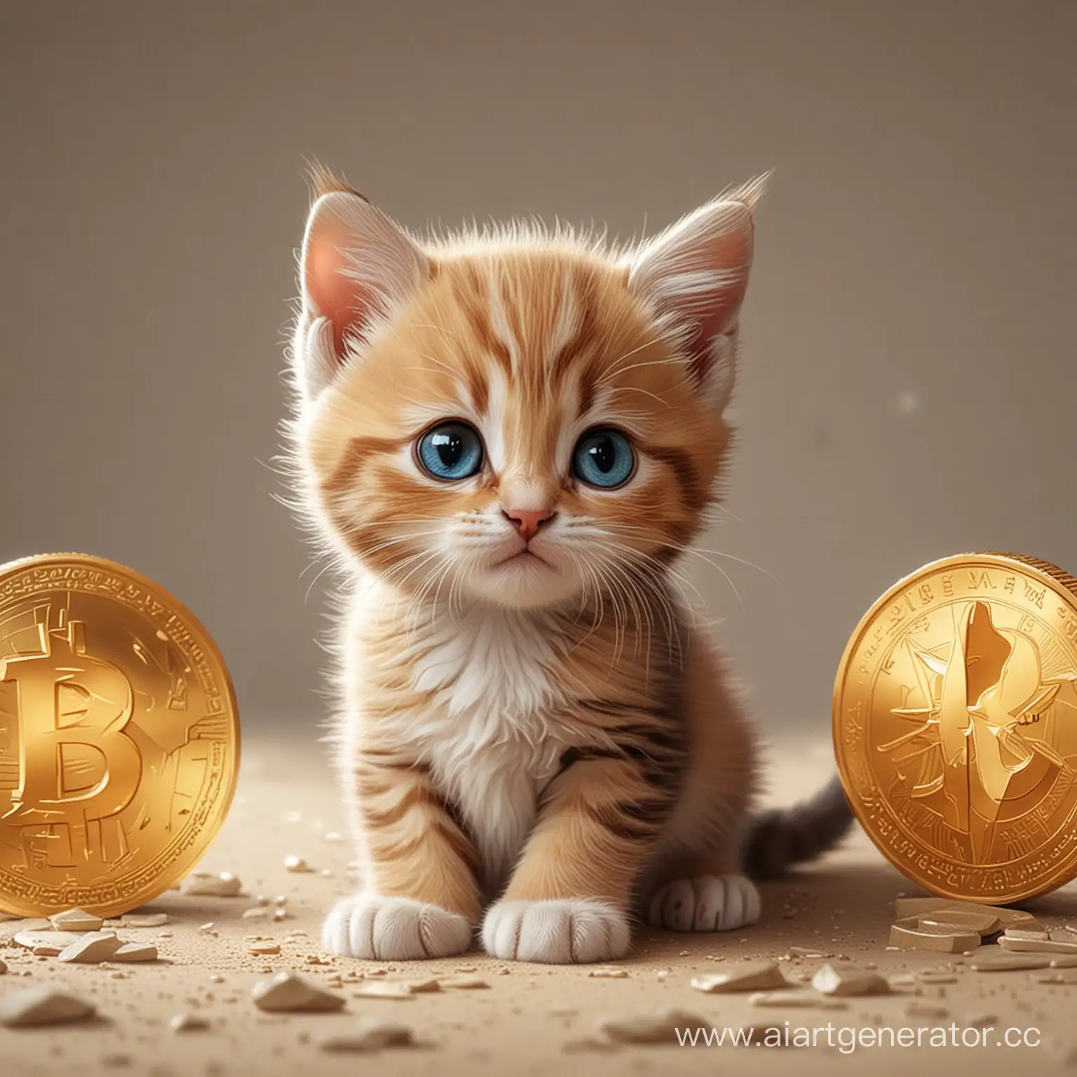 Котёнок нарисованный как дисней с криптовалютами