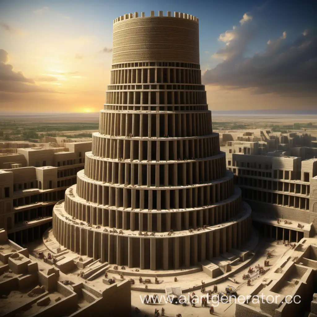 Babylonian-Tower-Construction-Ancient-Engineering-Marvel-in-Mesopotamia