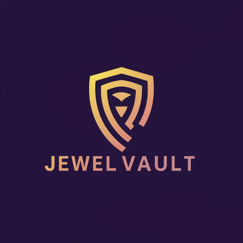 a logo design,with the text "JewelVault", main symbol:Vault, diamond,Moderate, background  color is this gradient Color.fromARGB(255, 131, 174, 254);
 Color.fromARGB(255, 74, 65, 246);