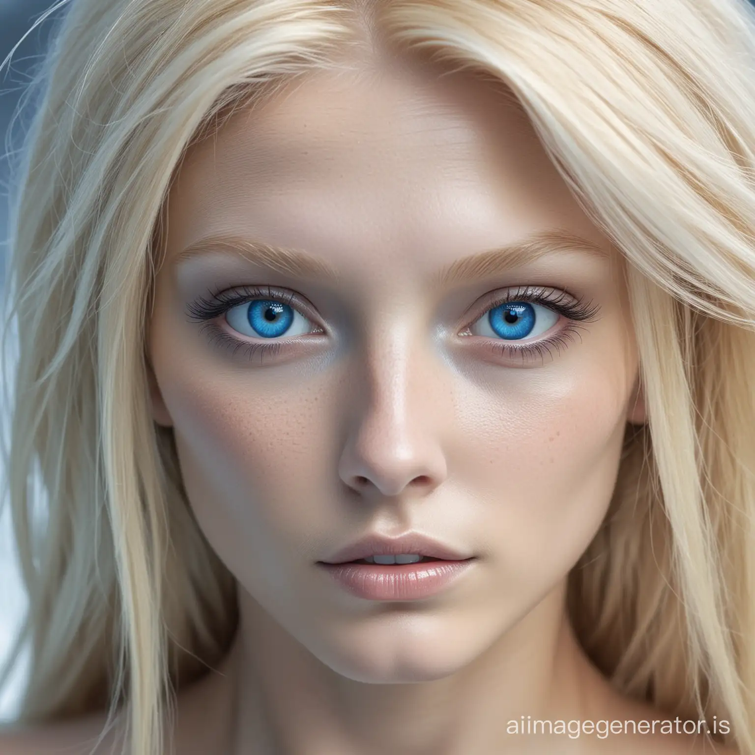 mystical  Nordic Aliens with blonde hair and bright blue eyes