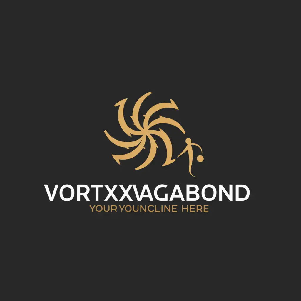 a logo design,with the text "VortexVagabond", main symbol:Logo with text "VortexVagabond", main symbol: moderate, can be used in internet industry, black back,Minimalistic,be used in Internet industry,clear background