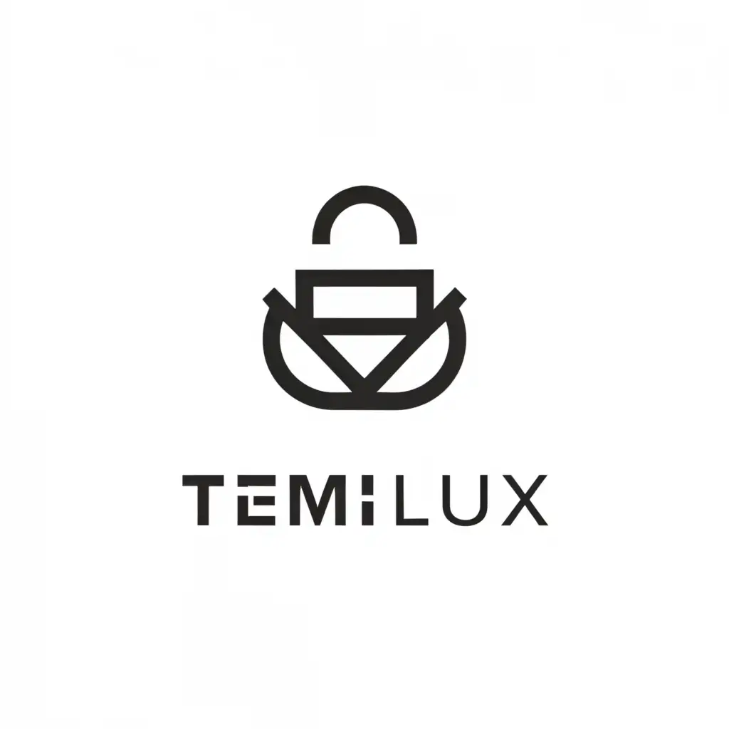 a logo design,with the text "TEMI - LUX", main symbol:bag,Minimalistic,be used in Retail industry,clear background