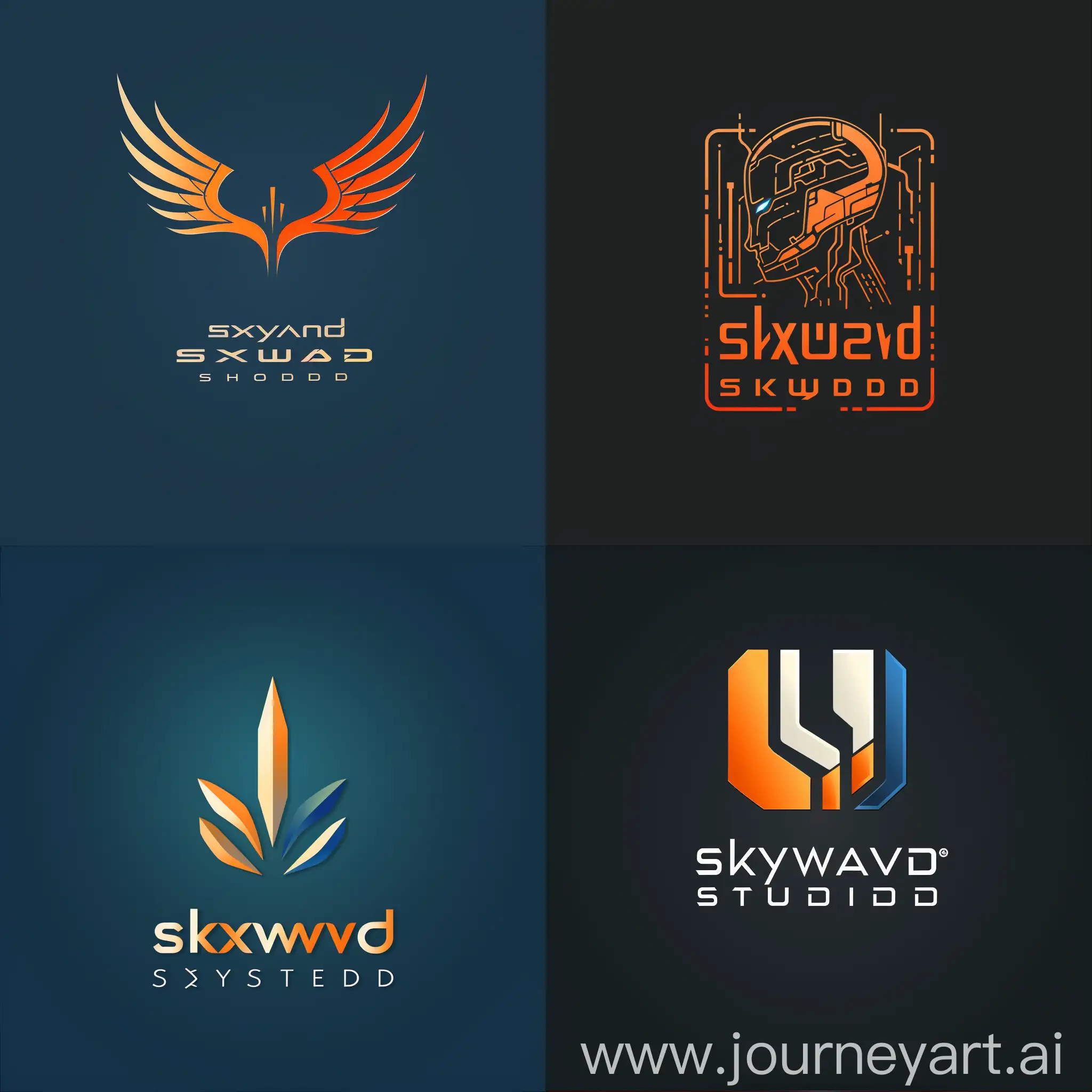 logo, title Skyward Studios, AI, Technology, Main color is rgb color(105,108,255) 