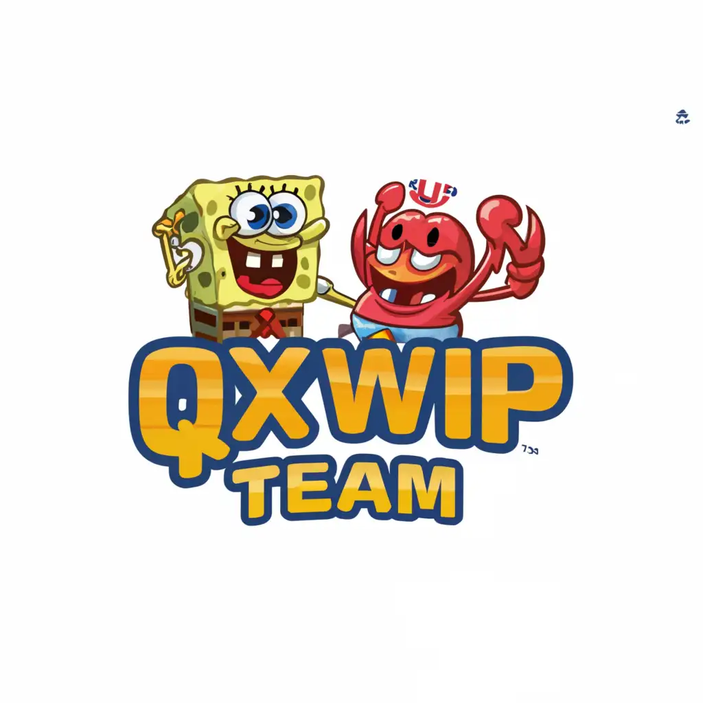 a logo design,with the text "qxwip team", main symbol:Mr. Crab SpongeBob,complex,clear background