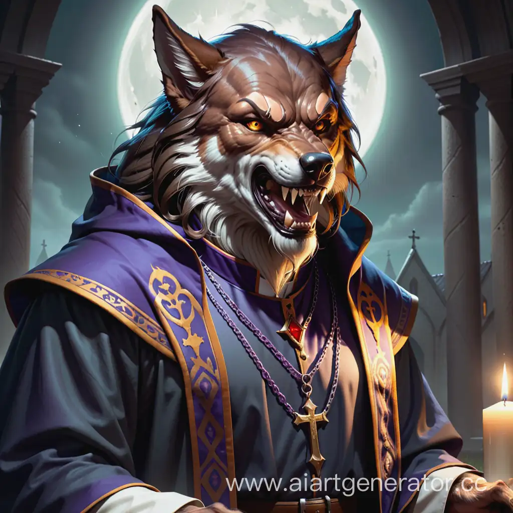 Mystical-Encounter-Priest-and-Werewolf-in-Moonlit-Forest