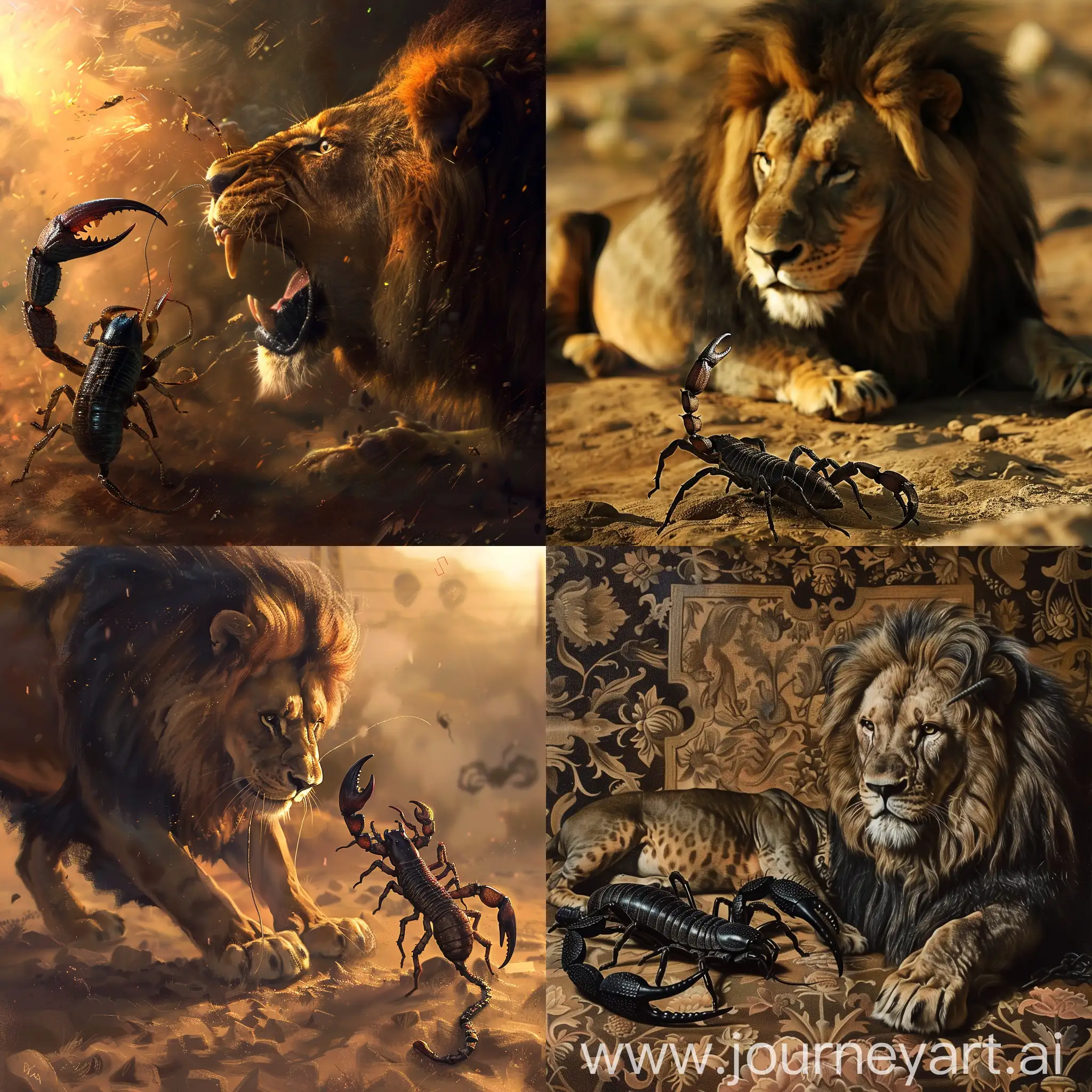 Scorpion-and-Lion-in-a-Desert-Showdown