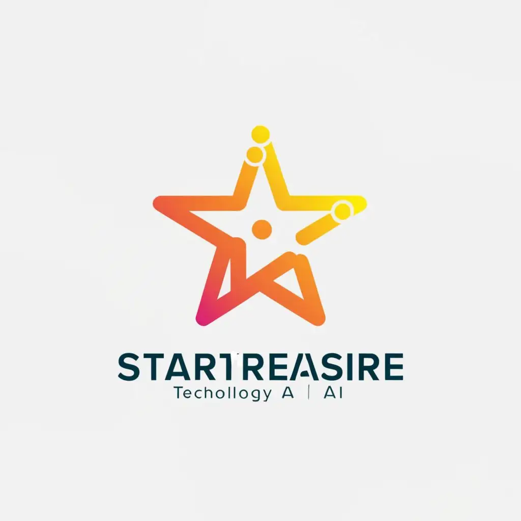 a logo design,with the text "Star Treasure AI", main symbol:Shining like stars, with a star-shaped figure, full of a sense of technology, simple, clear, natural lines, emphasizing the theme of artificial intelligence, with a white background. Keep it simple, use no more than 3 colors, and avoid being too complicated.,Moderate,be used in Internet industry,clear background