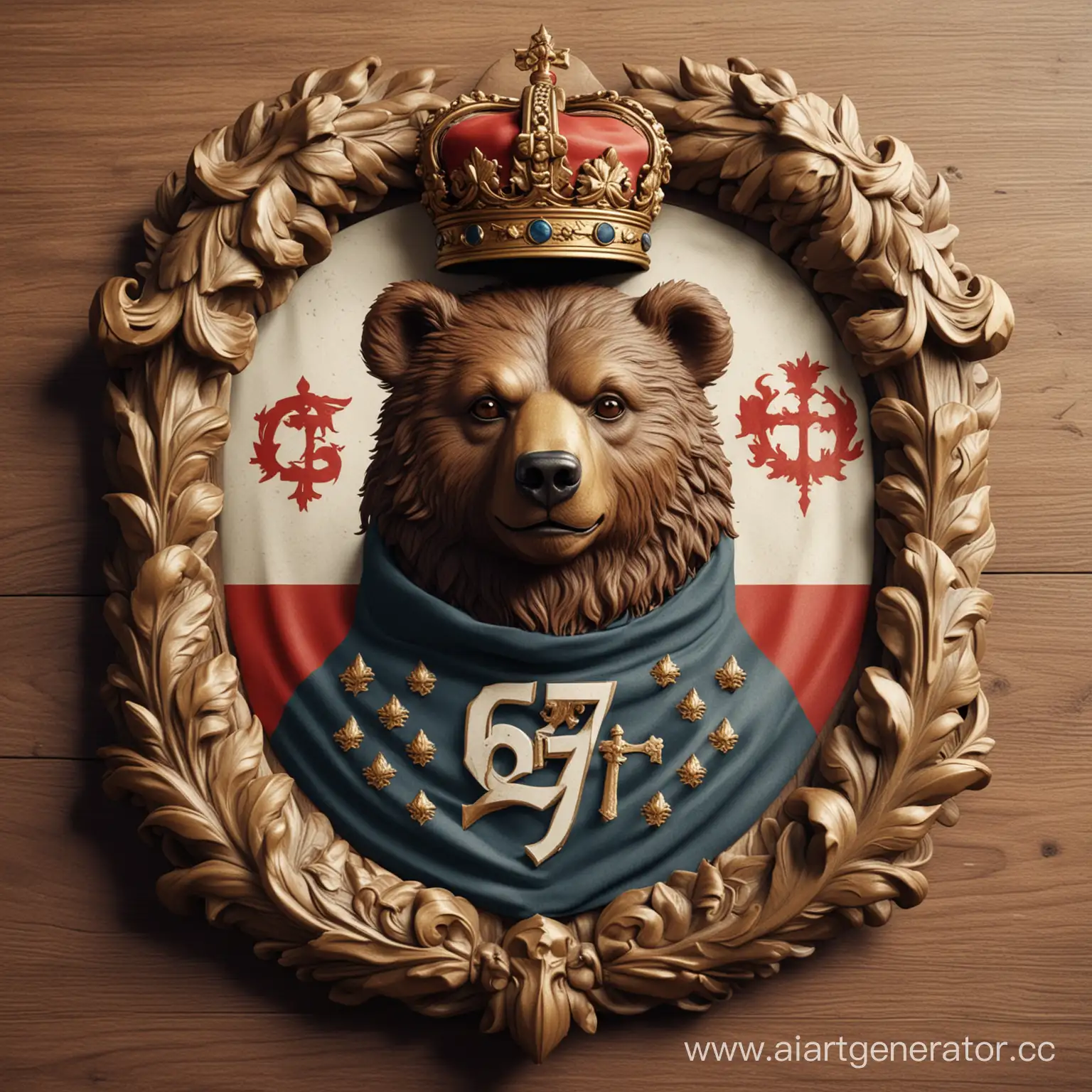 Красивый герб 67 сквада, классцицизм, эпично, герб с медведем