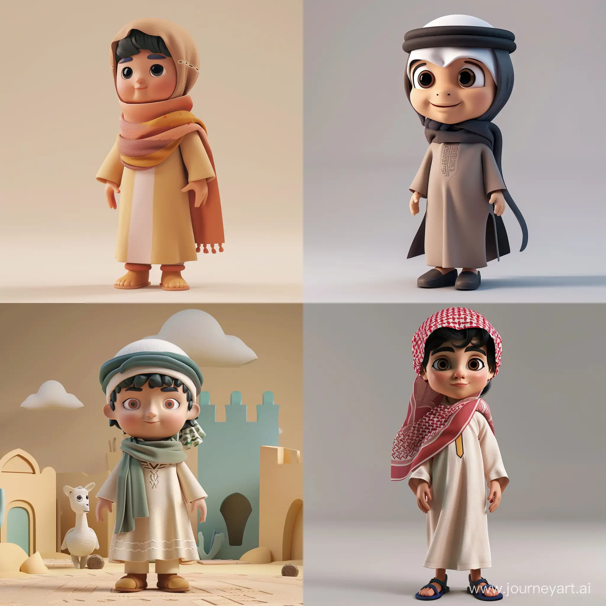 Vibrant-3D-Illustration-Joyful-Arabic-Child-in-Traditional-Attire