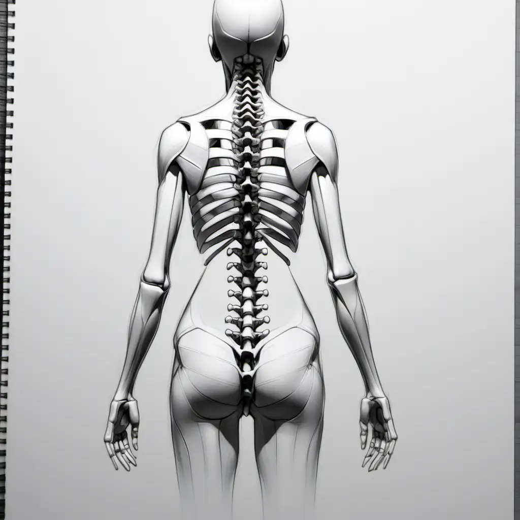 Detailed Drawing of the Human Spine Anatomy