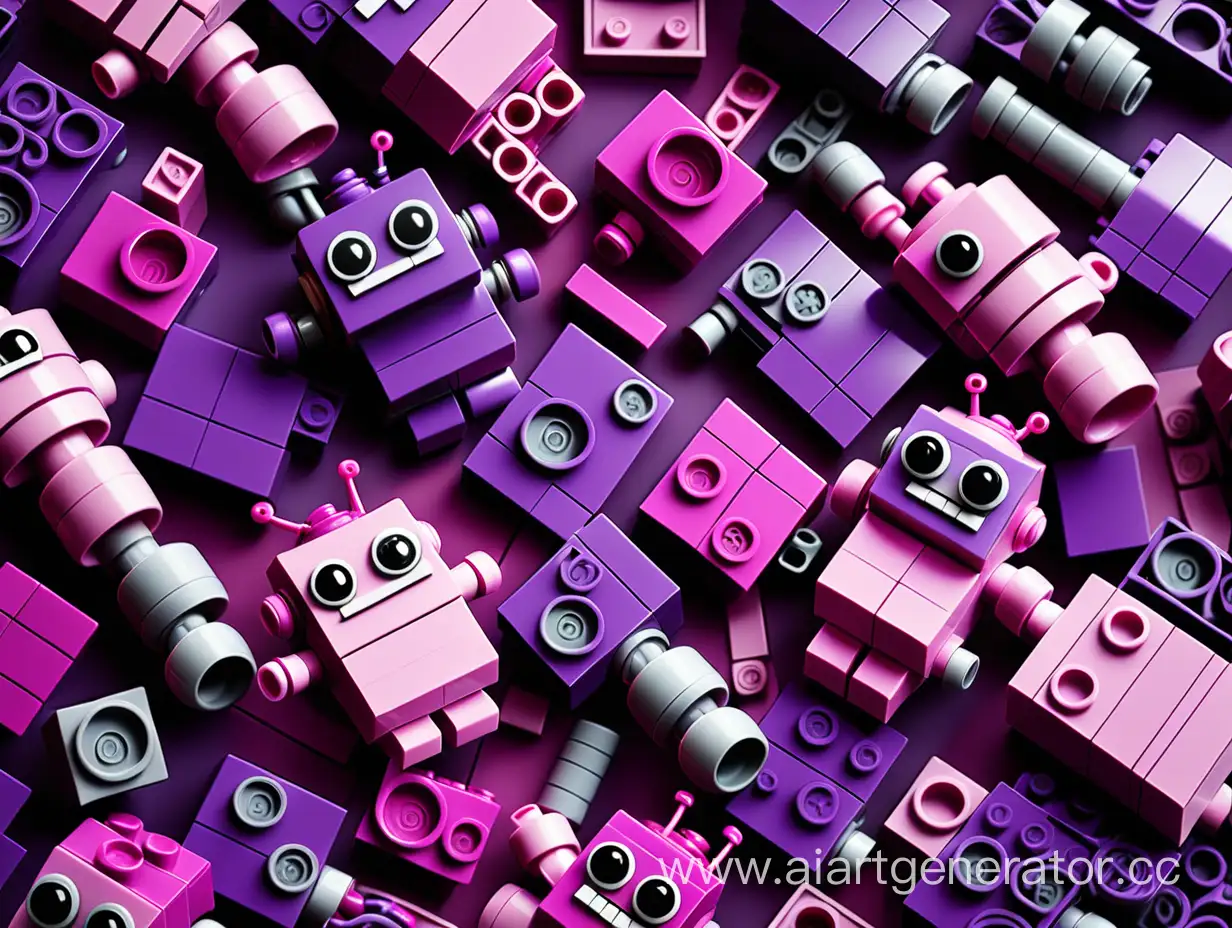 Colorful-Robotics-Lego-Creations-in-Vibrant-Purple-and-Pink-Tones