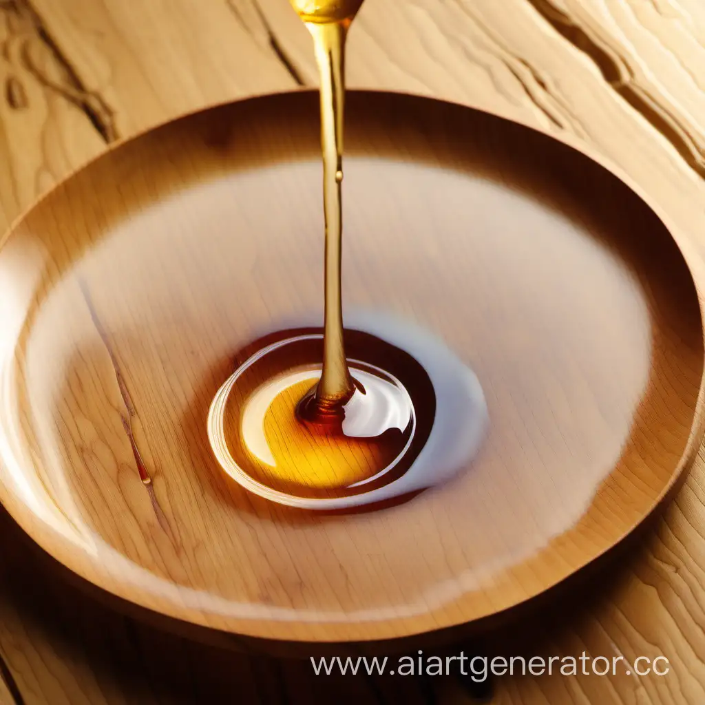 Captivating-Syrup-Drip-Wooden-Spoon-and-Plate-Delight