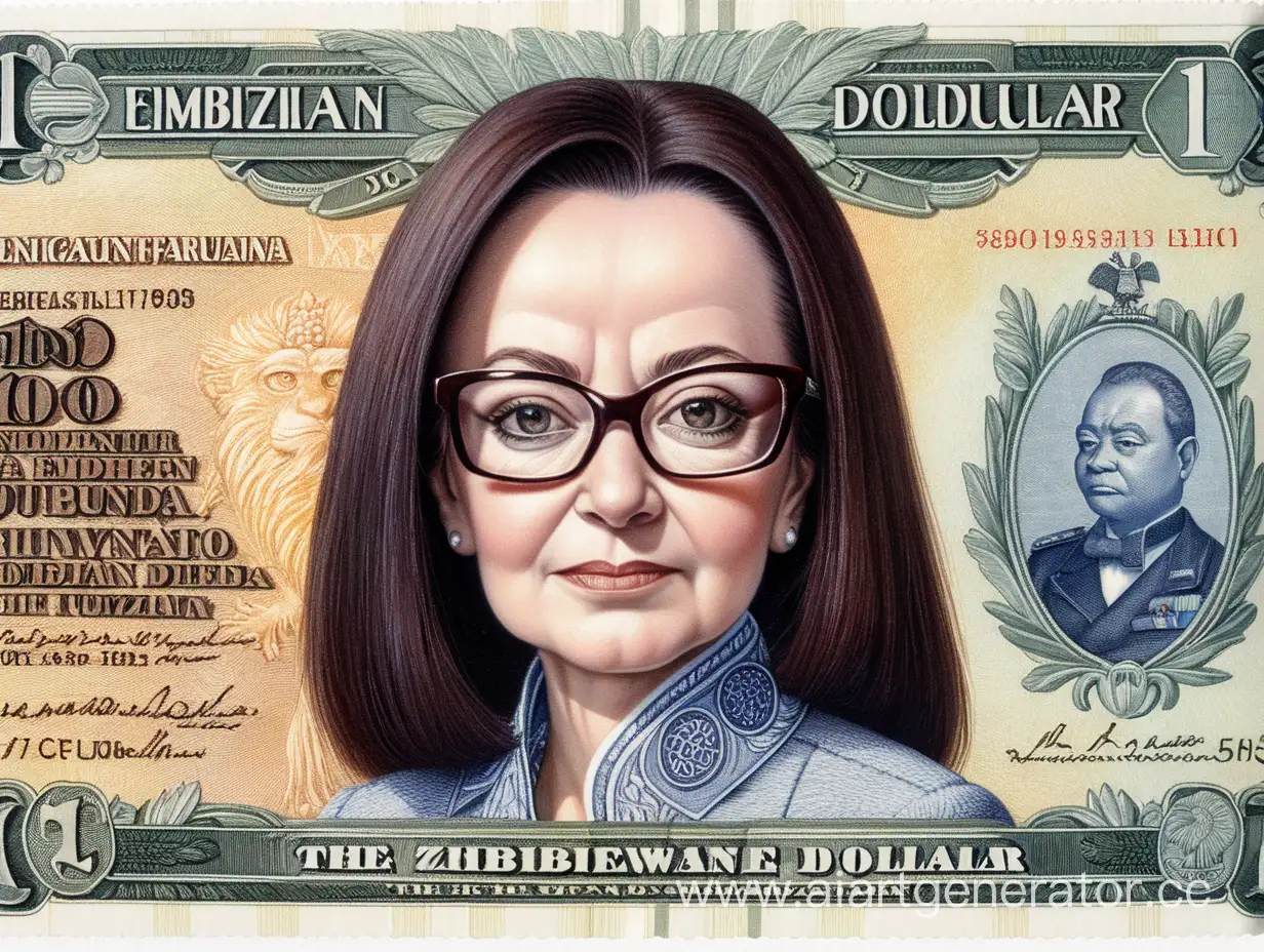 Эльвира Набиуллина на купюре зимбабвийского доллара