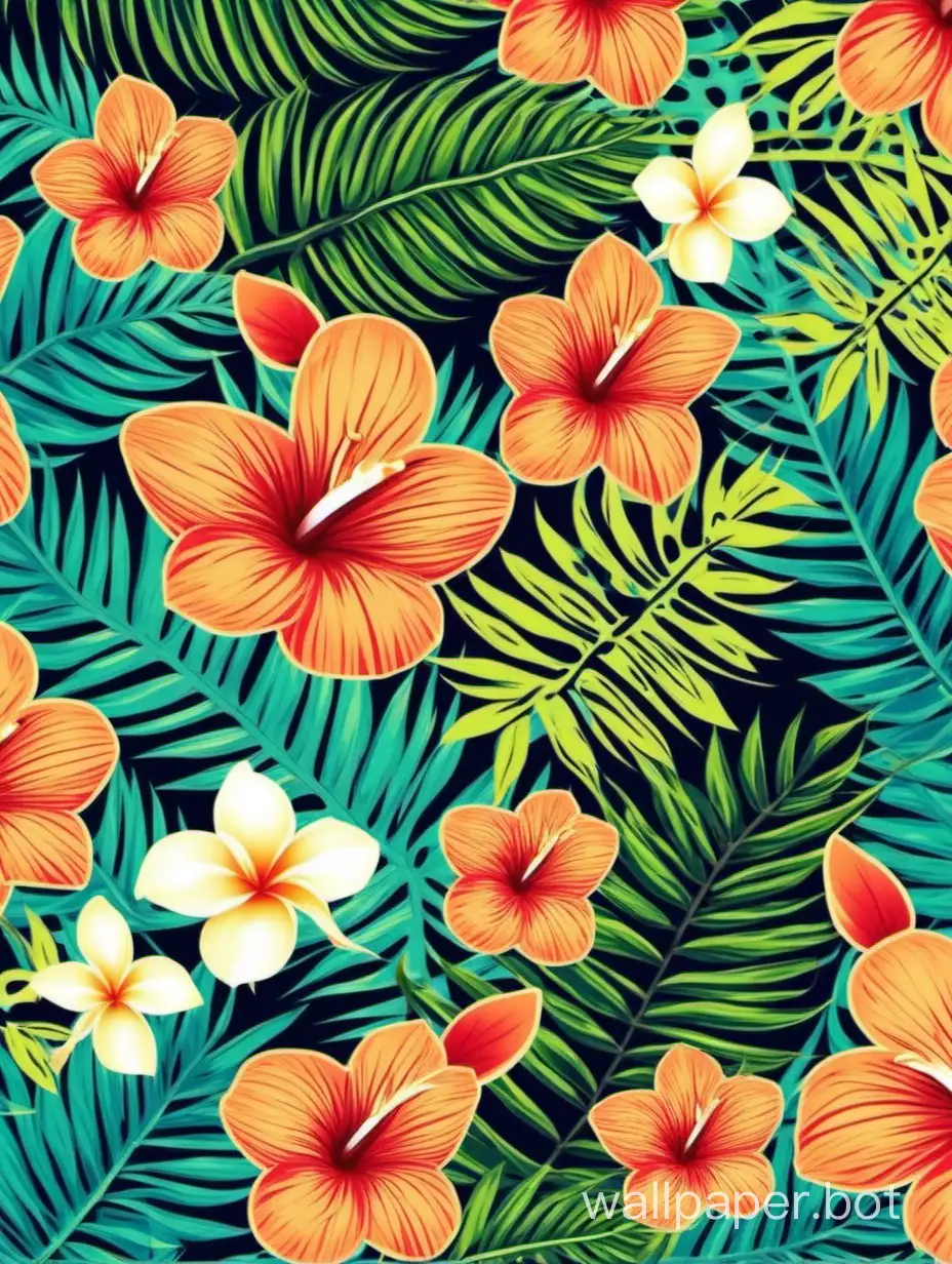 flora pattern, Moana Disney background, tropical flowers