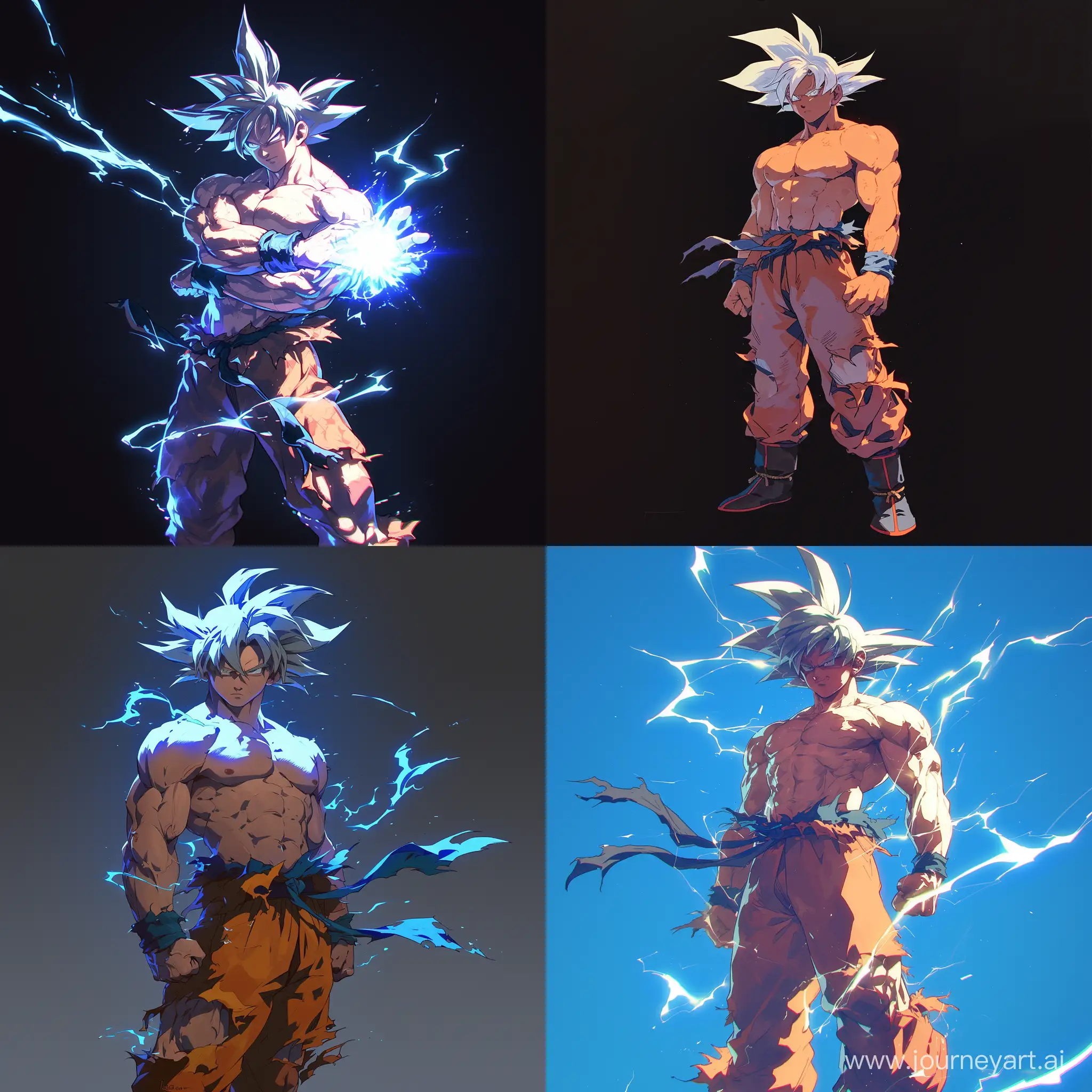 Ultra instinct Goku full body, digital art, sleek design, takahashi  --niji 6